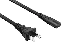 Cable Leader - 2-Prong Figure-8 Power Cord, Non-Polarized NEMA 1-15P to IEC C7, 18 AWG 7A UL Listed for TV, Printer, Game Console - Black