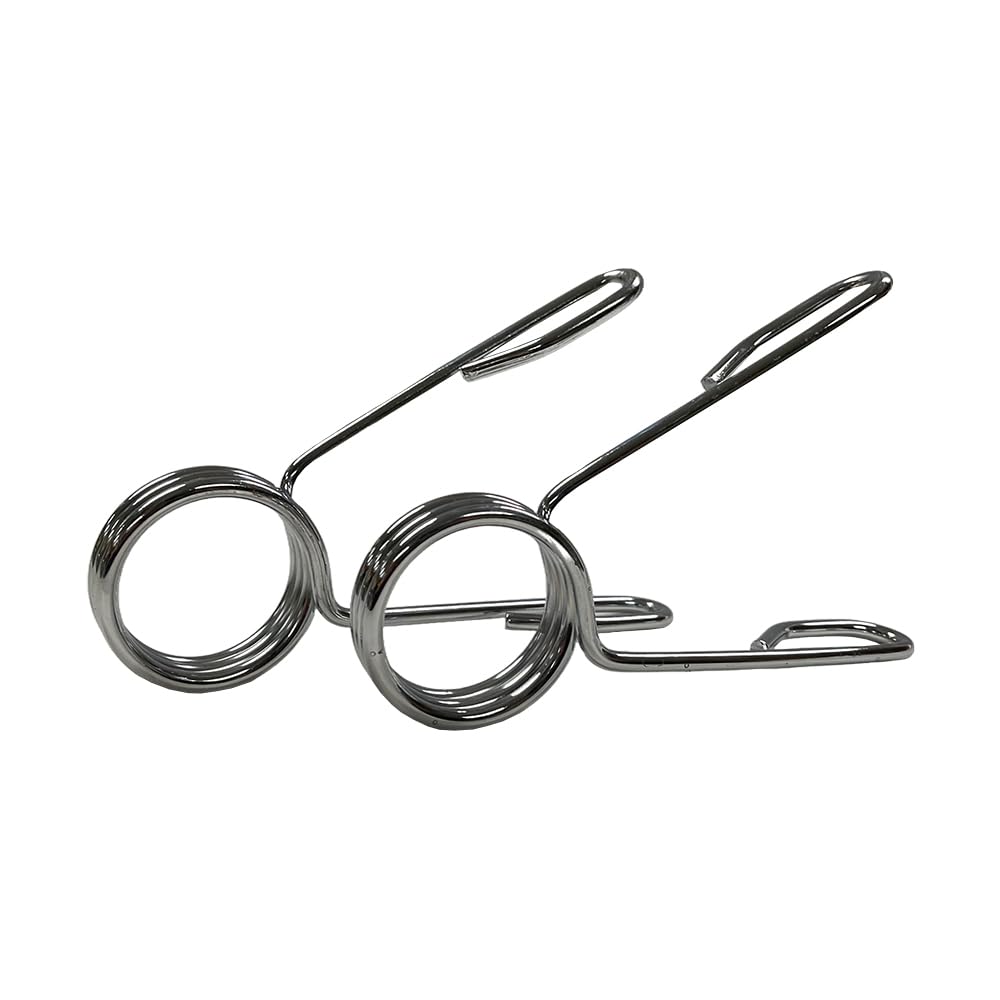 Left. Amber Sporting Goods - Olympic Barbell 2" Spring Collar Clips, Clamp Pair for Weight Bars - Silver.
