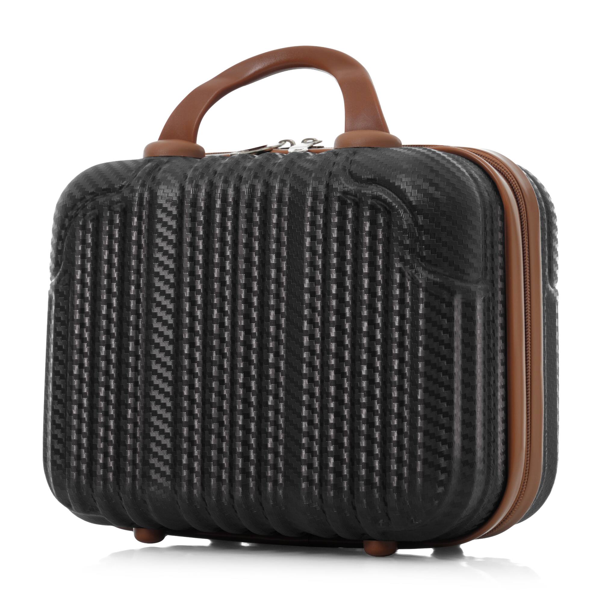 Alt View 10. Ecooso - 6-Piece ABS Hard Shell Luggage Set with Spinner Wheels, TSA Lock, Side Hooks, Carry-On & Checked - Black Brown.