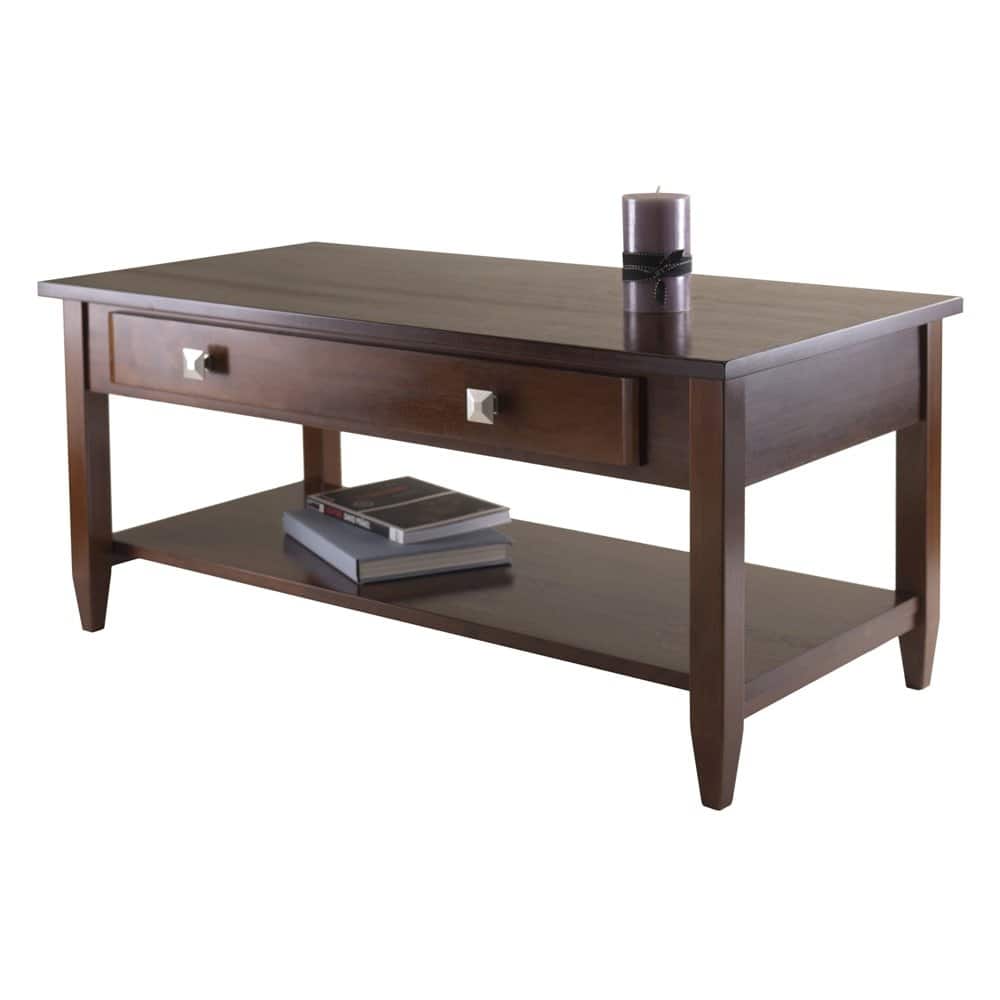 FurniFact - Antique Coffee Table – Classic Living Room Table with Tapered Legs - Walnut