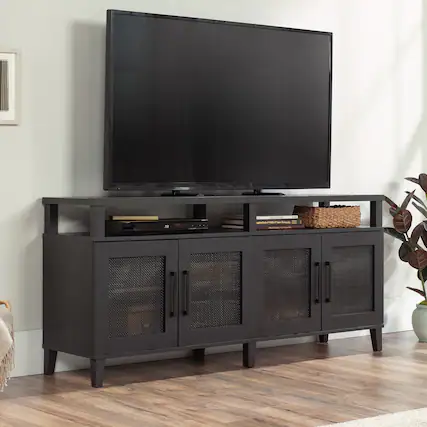 Front. Sauder - Tiffin Line TV Credenza for TV's up to 65" - Raven Oak.