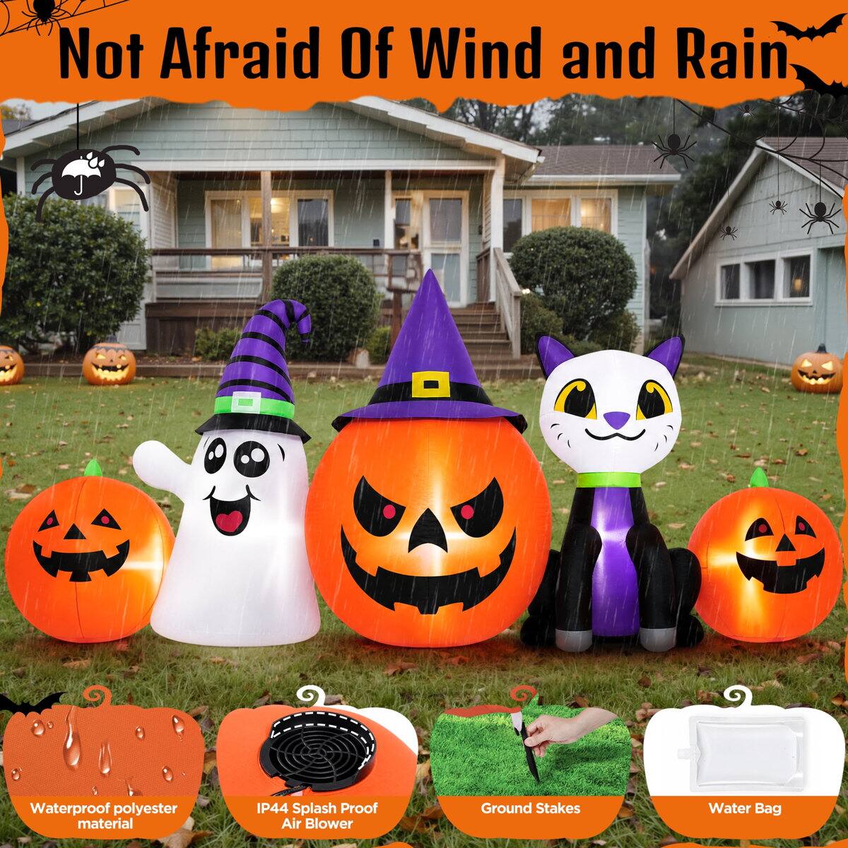 Not Afraid Of Wind and Rain

- Waterproof polyester material
- IP44 Splash Proof Air Blower
- Ground Stakes
- Water Bag