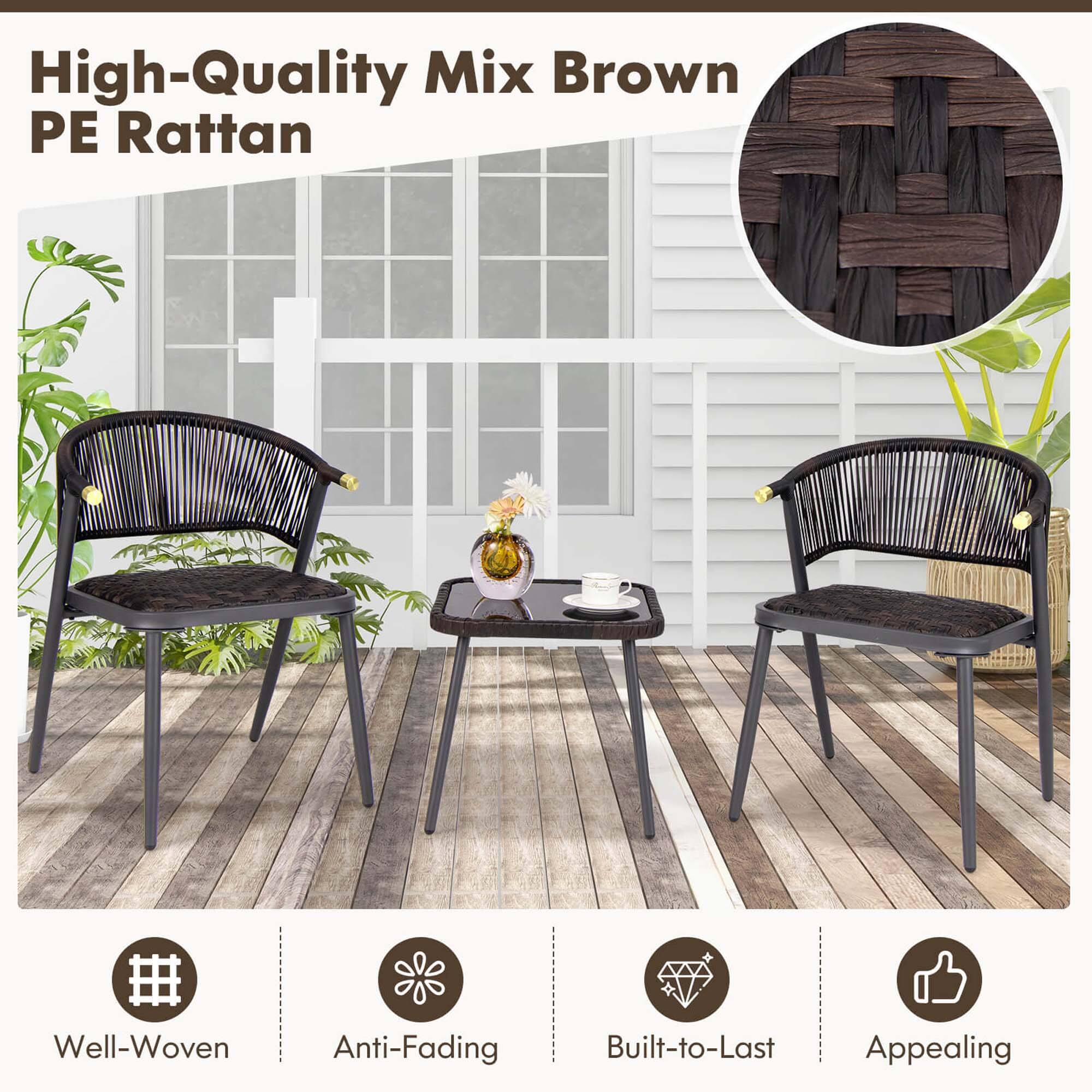 High-Quality Mix Brown PE Rattan Well-Woven Anti-Fading Built-to-Last Appealing