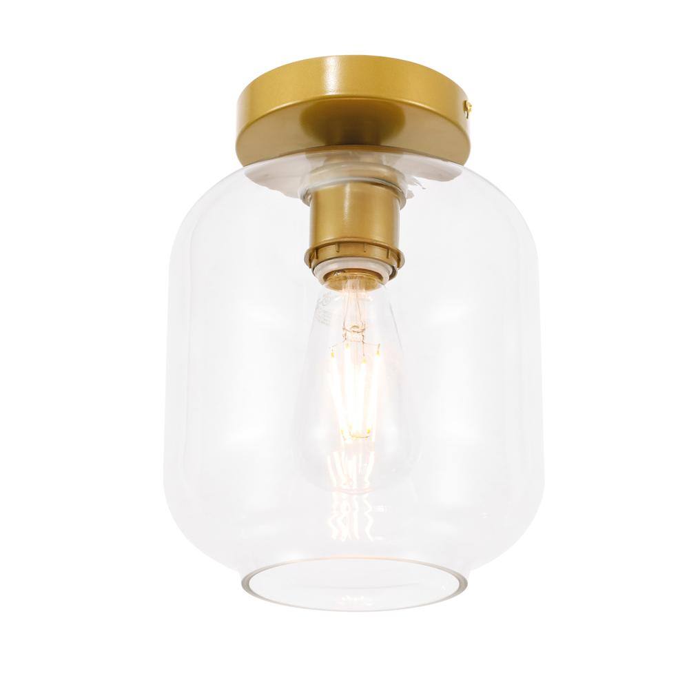 Alt View 4. Living District - Collier 1 light Brass and Clear glass Flush mount - Brass And Clear Glass.