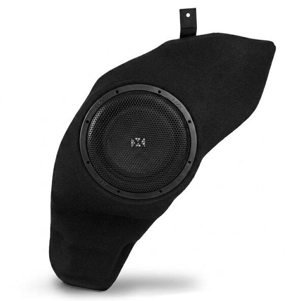 Left. NVX - 2017-2022 Tesla Model 3 BOOST Box - 350W RMS Custom-Fit Loaded Single 10" Sealed Subwoofer Enclosure - Black.