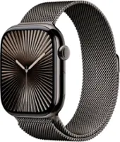 Apple Watch Series 10 (GPS+Cellular) 46mm Titanium Case with Slate Milanese Loop - M/L - Slate - Angle_Zoom