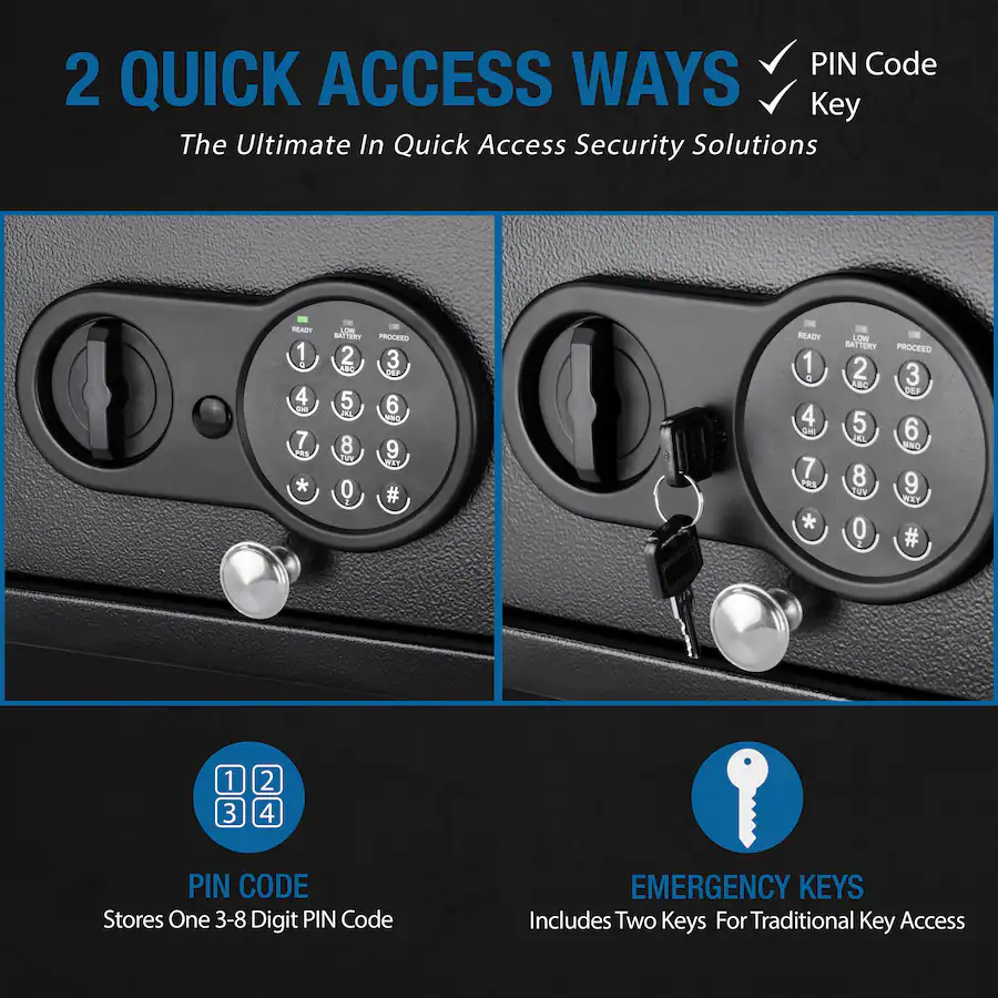 Pin Code Key Security Box Barska 0.15 Cu Ft Digital Keypad Drawer Safe – Solid Steel Top Opening ...