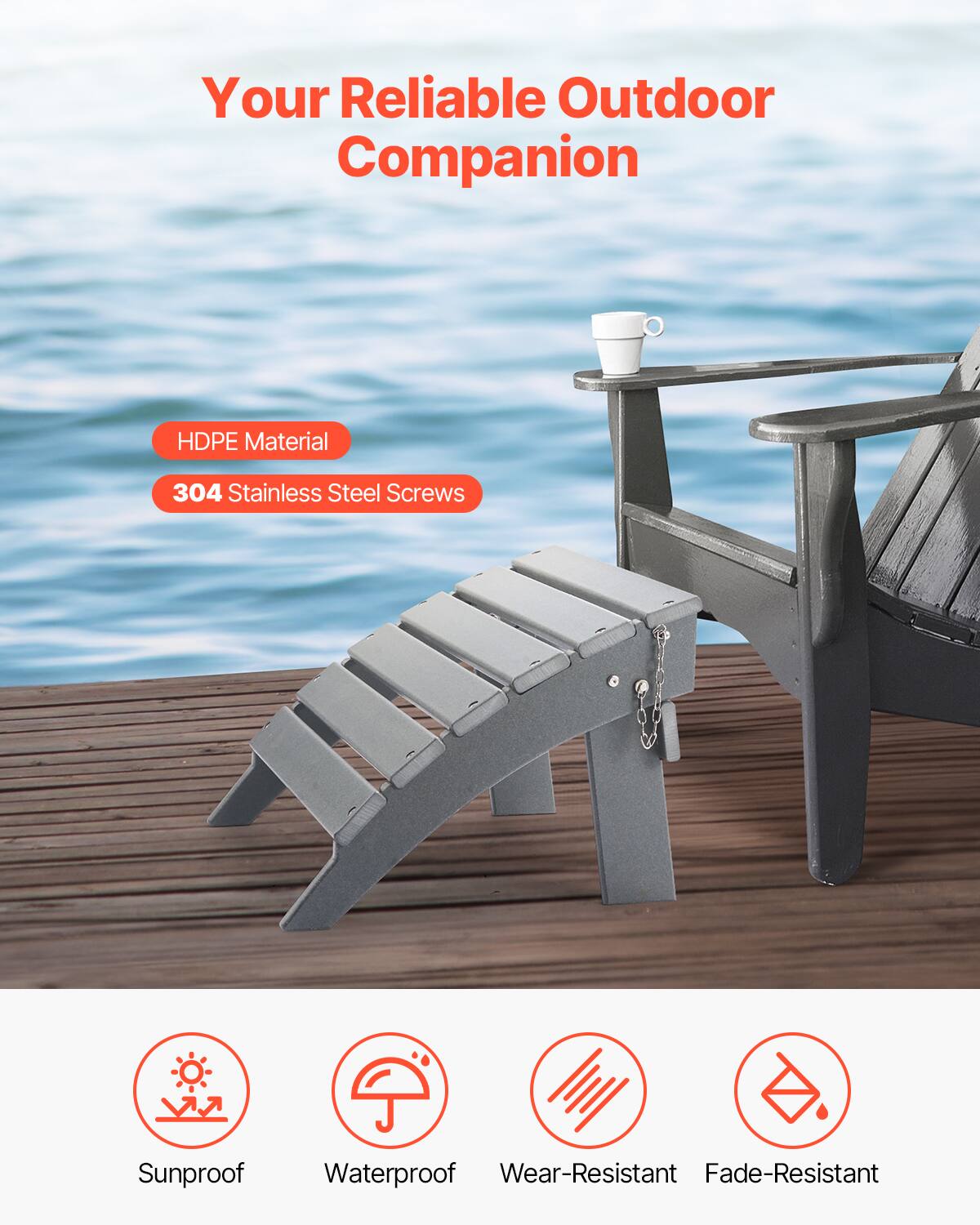 Your Reliable Outdoor Companion

HDPE Material  
304 Stainless Steel Screws

Sunproof  
Waterproof  
Wear-Resistant  
Fade-Resistant
