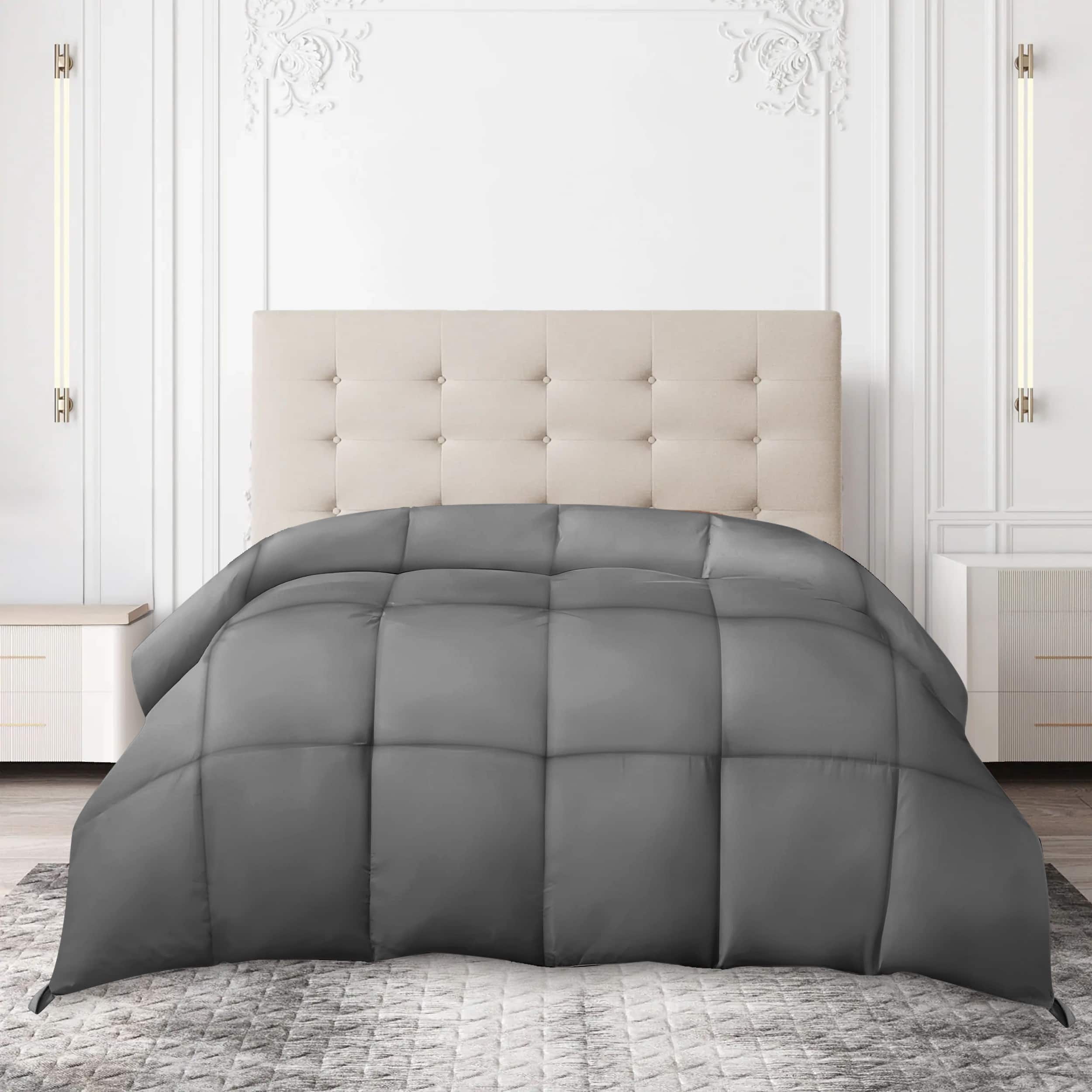Lux Decor Collection - Down Alternative Comforter – Ultra Soft All Season Duvet Insert with Corner Tabs – King – - Grey