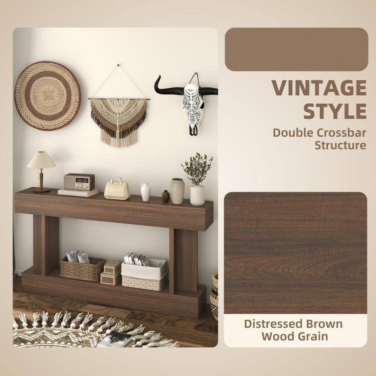 VINTAGE STYLE  
Double Crossbar Structure  

Distressed Brown Wood Grain