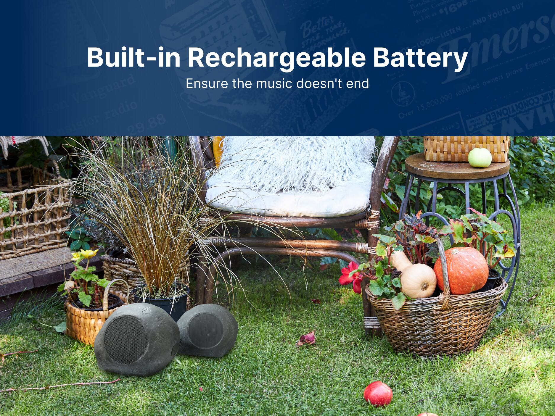 Built-in Rechargeable Battery
Ensure the music doesn't end