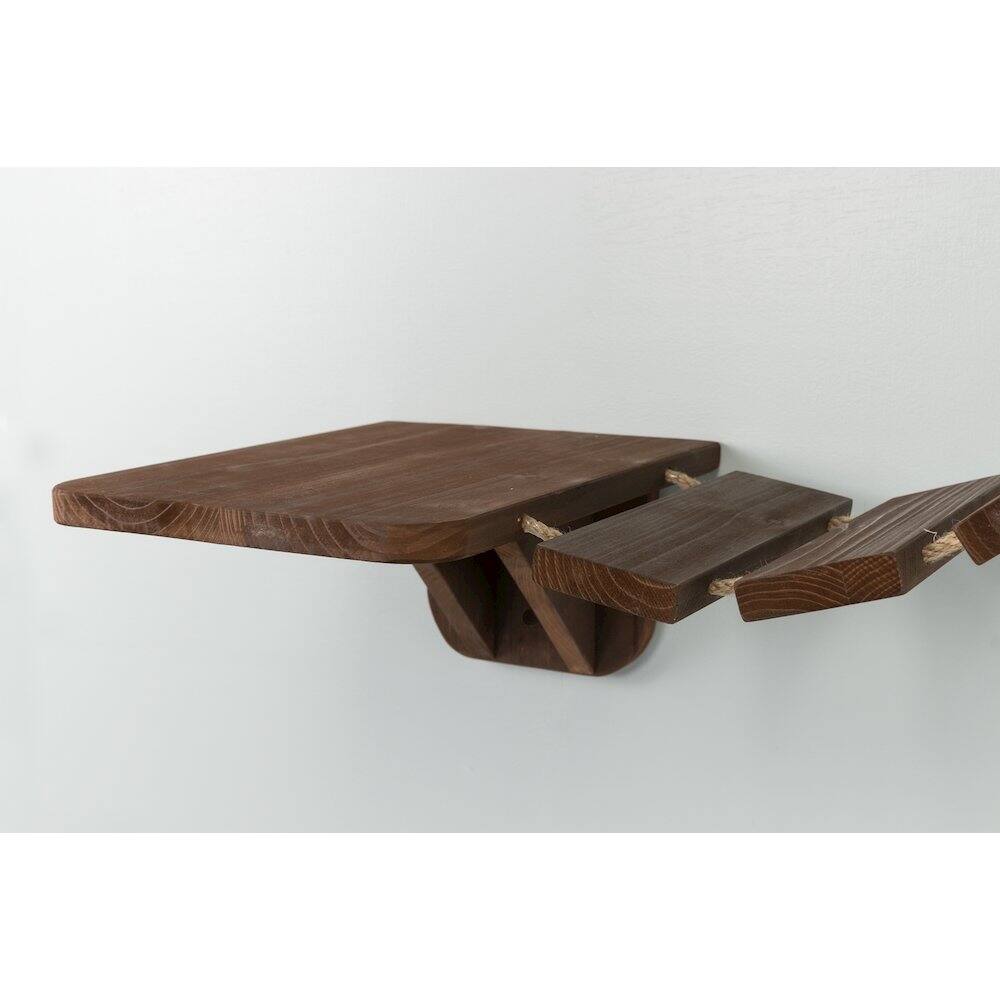 Alt View 2. TRIXIE - Multi-Level Wall Mounted Cat Perch with Bridge - Espresso Brown.