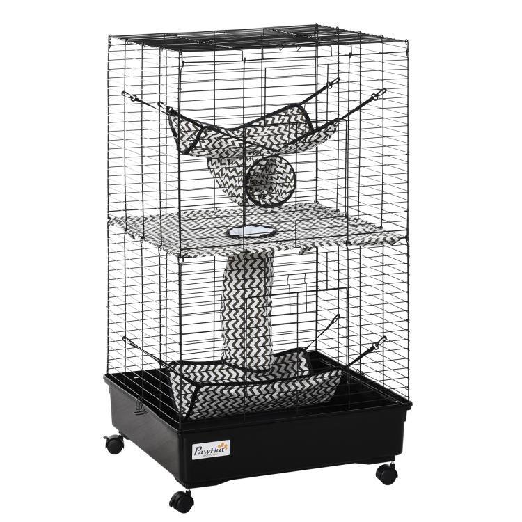 Front. PULUZ - 42 inch Ferret Cage, Small Animal Habitat Metal Pet Cage with Wheels Brakes, Hammocks, Hanging Tunnels, and 3 Doors.