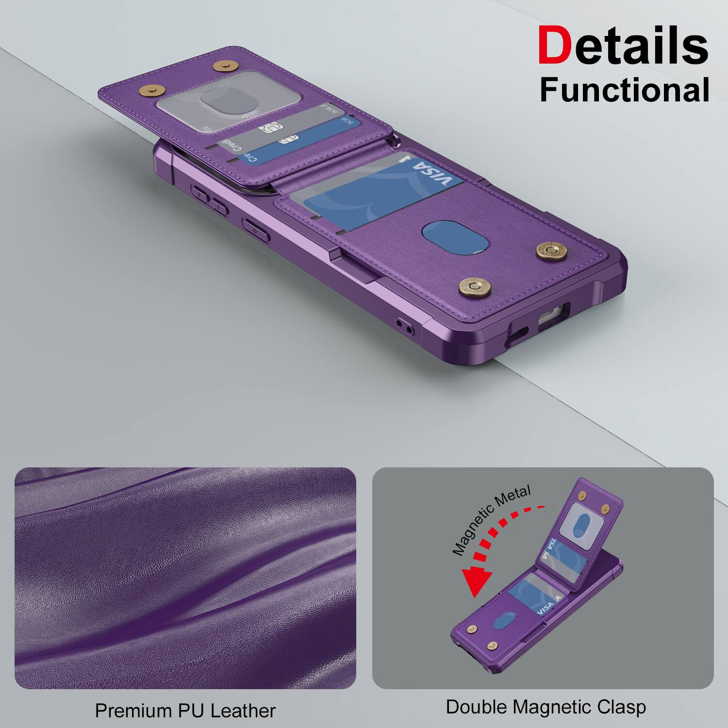 23 PAO Cr 1 VISA Details Functional Metal Magnetic L VKA VISA Premium PU Leather Double Magnetic Clasp

Details Functional

Premium PU Leather

Double Magnetic Clasp