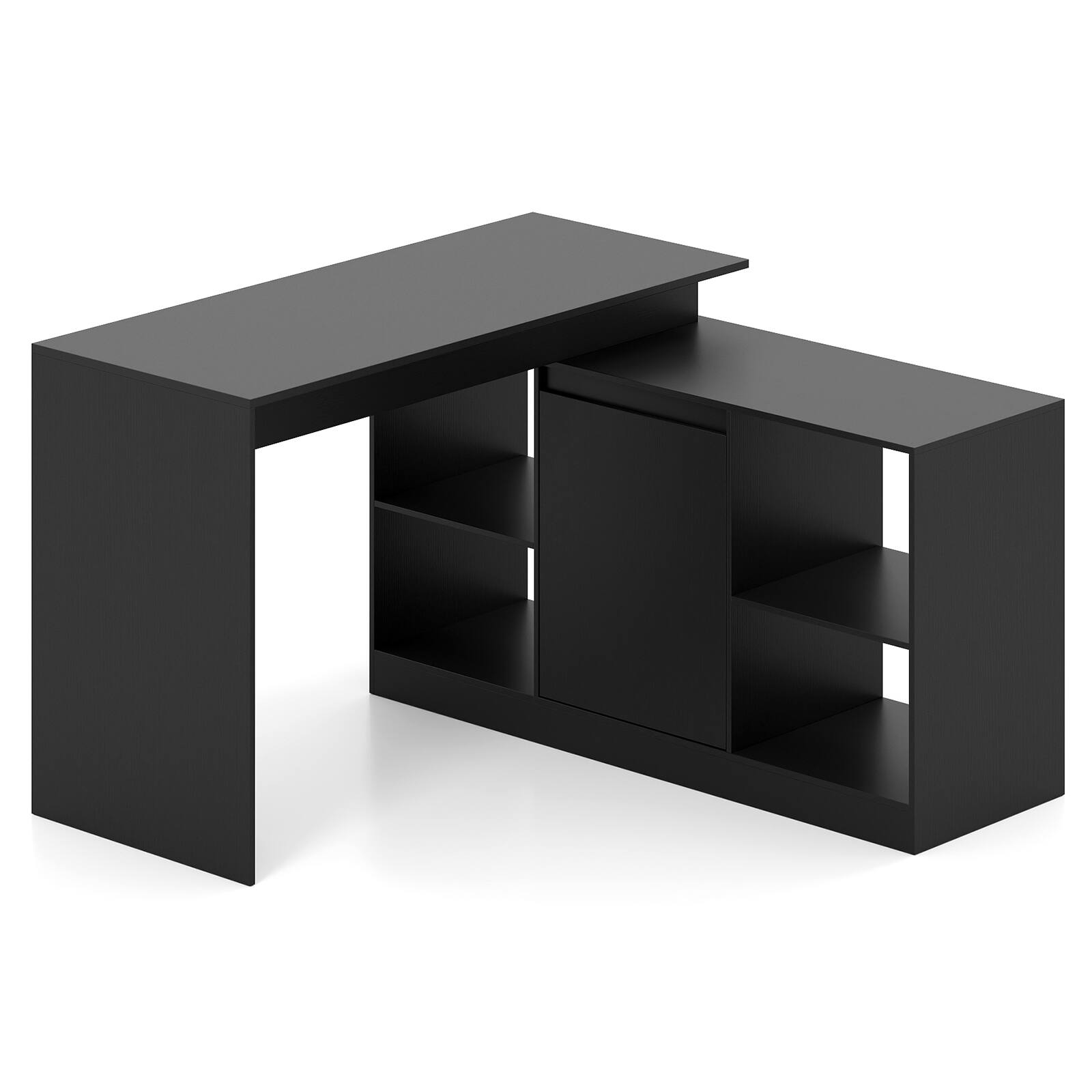 Alt View 9. Gymax - Gymax 48'' Reversible L-shaped Computer Desk w/2 Doors 4 Open Storage Cubes for Office Black - Black.