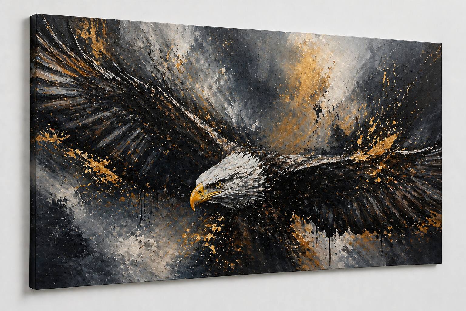 Front. FC Design - Large Canvas 24x36" Frameless Dark Majestic Eagle Power Art Painting Home Wall Décor - MultiColor.