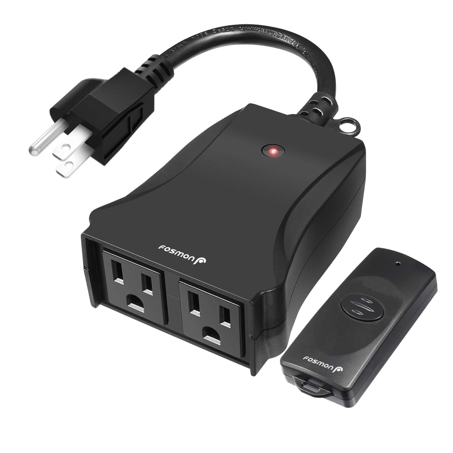 Fosmon - WavePoint [ETL Listed] US Outlet Plug with Wireless Remote Control, Weatherproof Indoor/Outdoor Remote Control Outlet - Black