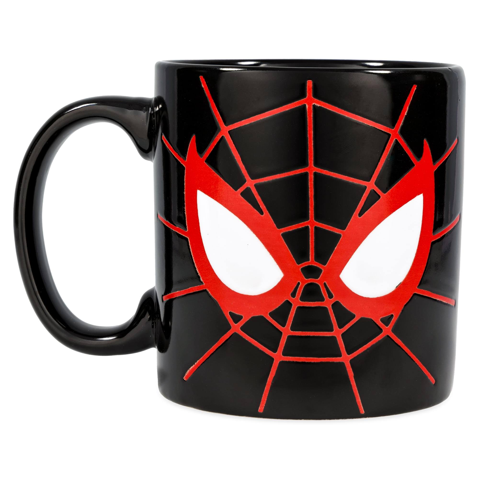 Alt View 1. Silver Buffalo - Marvel Spider-Man Miles Morales Mask Wax-Resist 20-Ounce Ceramic Mug - Black.
