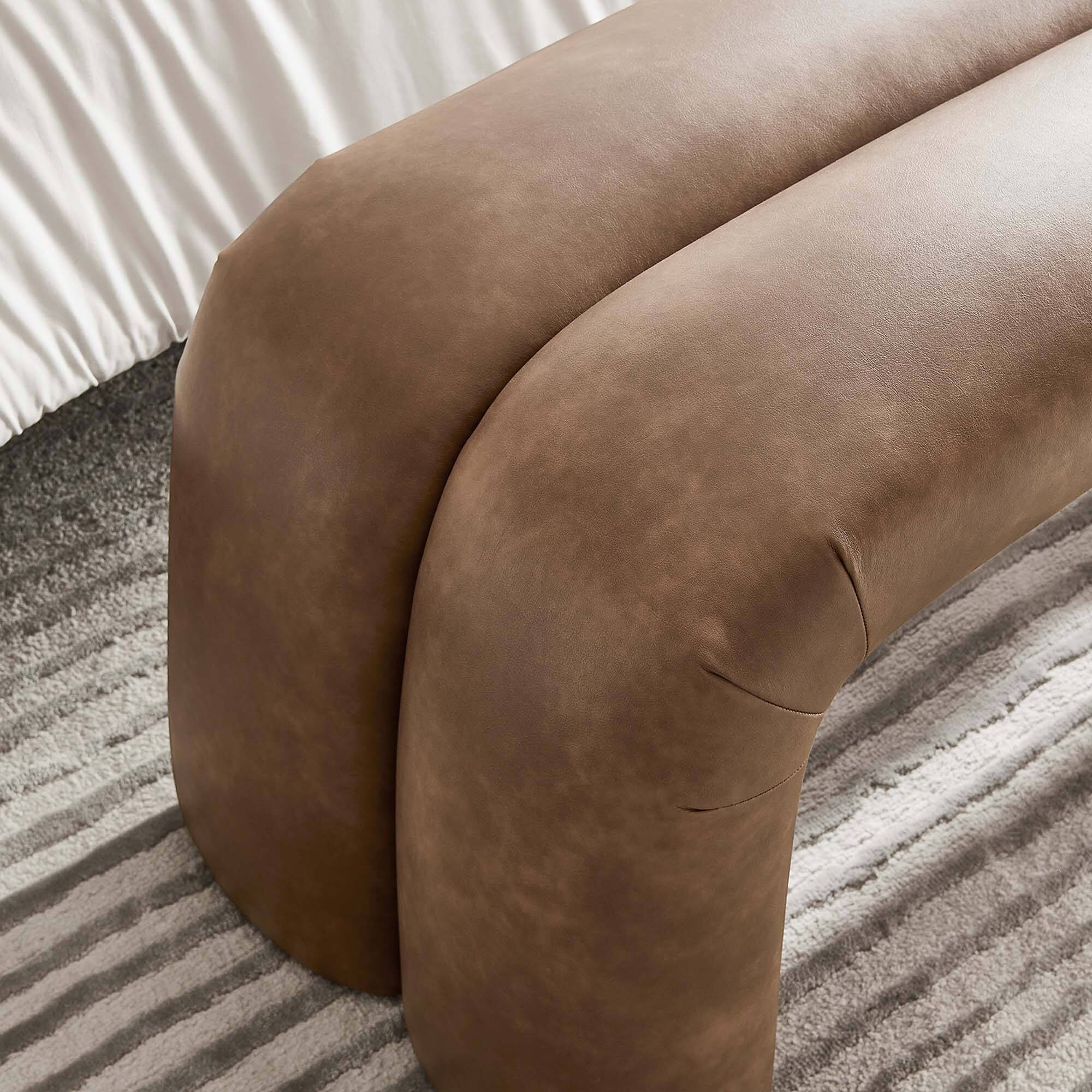 Alt View 5. Modway - Dax 50.5" Vegan Leather Upholstered Accent Bench by Modway - Brown.