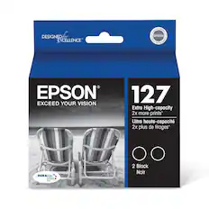DESIGNED for EXCELLENCE
EPSON
EXCEED YOUR VISION
127
Extra High-capacity
2x more prints*
Ultra haute-capacité
2x plus de tirages*
DURABrite Ultra INK
2 Black
Noir