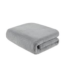 Gracie Mills - Cecile Solid Premium Faux Fur Throw Blanket - Gray