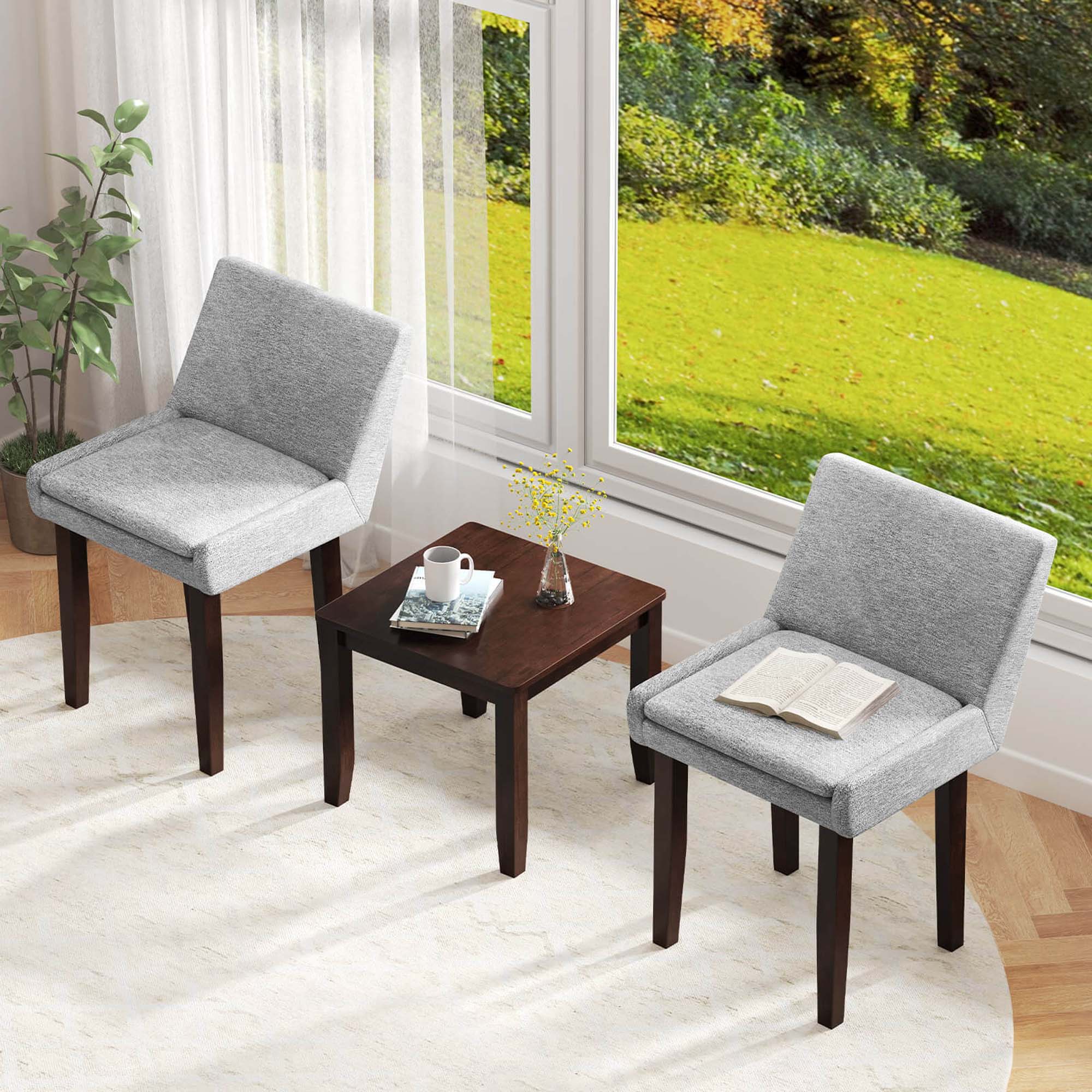 Alt View 3. Costway - Costway 3 PCS Accent Table & Chair Set Modern Upholstered Fabric Side Leisure Chair - Brown.
