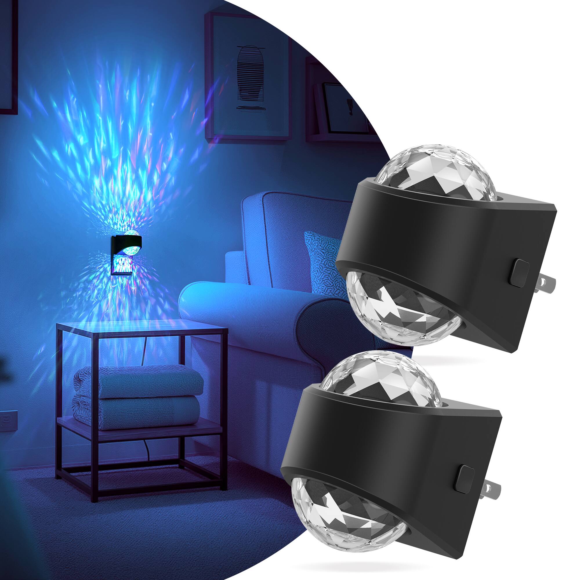 Angle. Jandcase - JANDCASE 2-Pack 2W Plug-in Night Light, RGB Color Changing with  Diamond Lens, Color Memory, Dusk-to-Dawn Sensor - Black.