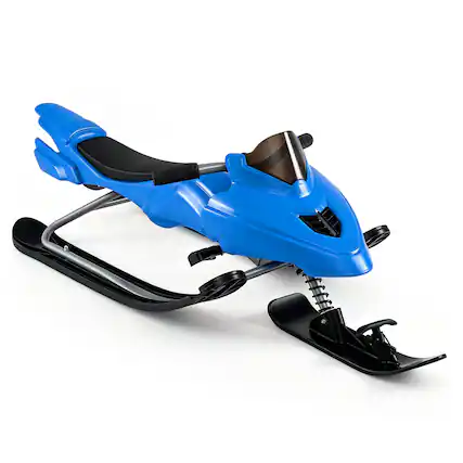Front. Costway - Costway Snow Racer Sled with Brakes, Tow Ropes, Easy Grip Steering Handle for Winter Sports - Blue.