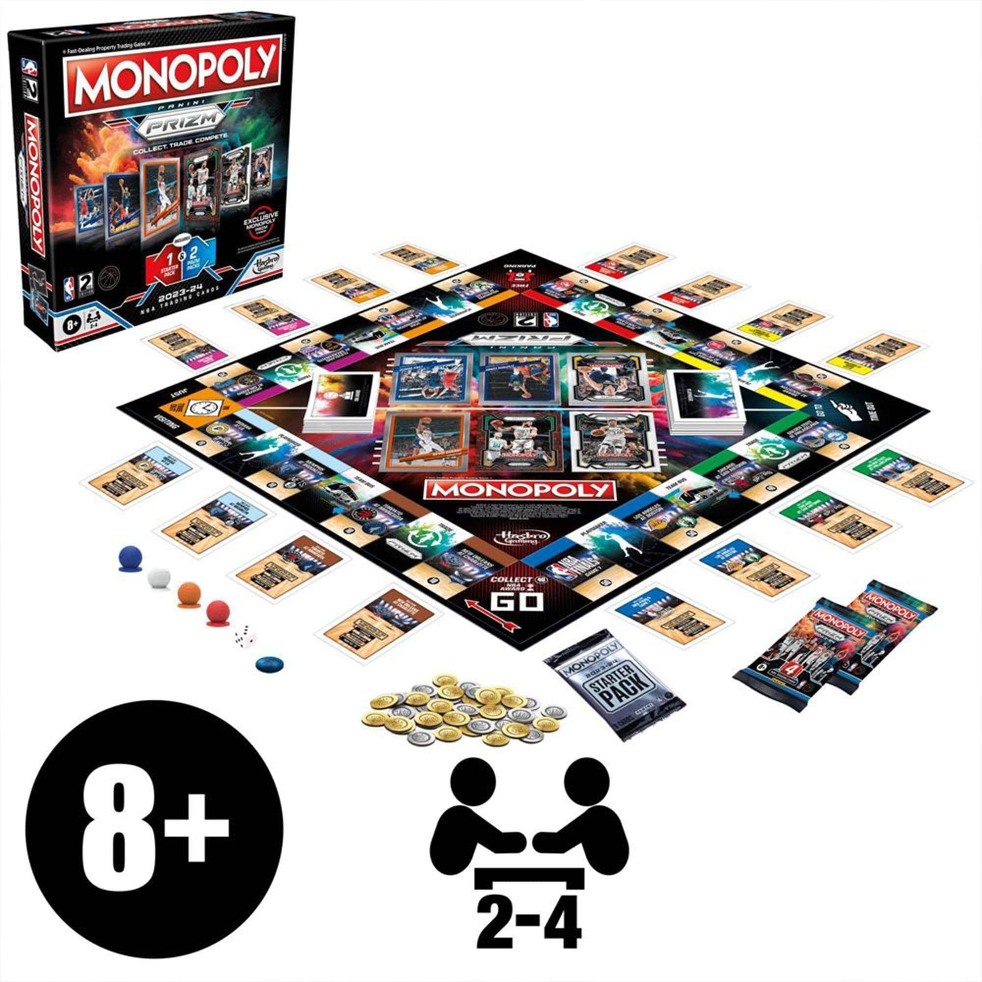 MONOPOLY PRIZM  
COLLECT TRADE COMPETE  
2023-24  
102 Cards  
102 Cards  
8+  
2-4 Players  
MONOPOLY  
MONOPOLY STARTER PACK  
MONOPOLY GO