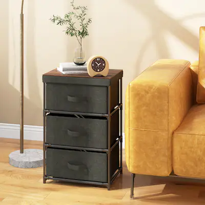 Costway 2PCS Fabric Bedside Table 3 Drawers Nightstand Small Dresser Bedroom Living Room Black/Rustic Brown COST02141 - Best Buy Costway 2PCS Fabric Bedside Table 3 Drawers Nightstand Small Dresser Bedroom Living Room Black/Rustic Brown COST02141 - Best Buy