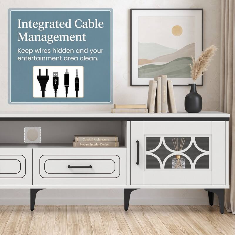 Integrated Cable Management  
Keep wires hidden and your entertainment area clean.  

Classical Architecture  
Modern Interior Design