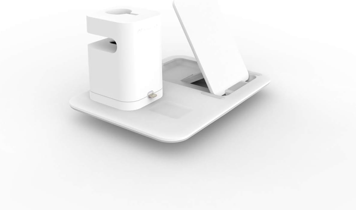 Angle. Digipower - 3-in-1 Wireless Charging Station for iPhone, Apple Watch & AirPods - White.