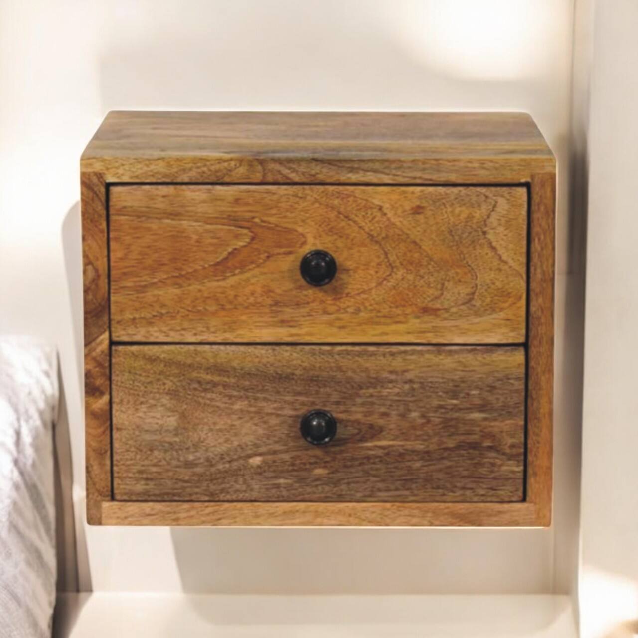 Alt View 6. Artisan Furniture - Artisan Furniture Solid Wood Solis 2-Drawer Oak-ish Wall Mounted Nightstand - Oak.