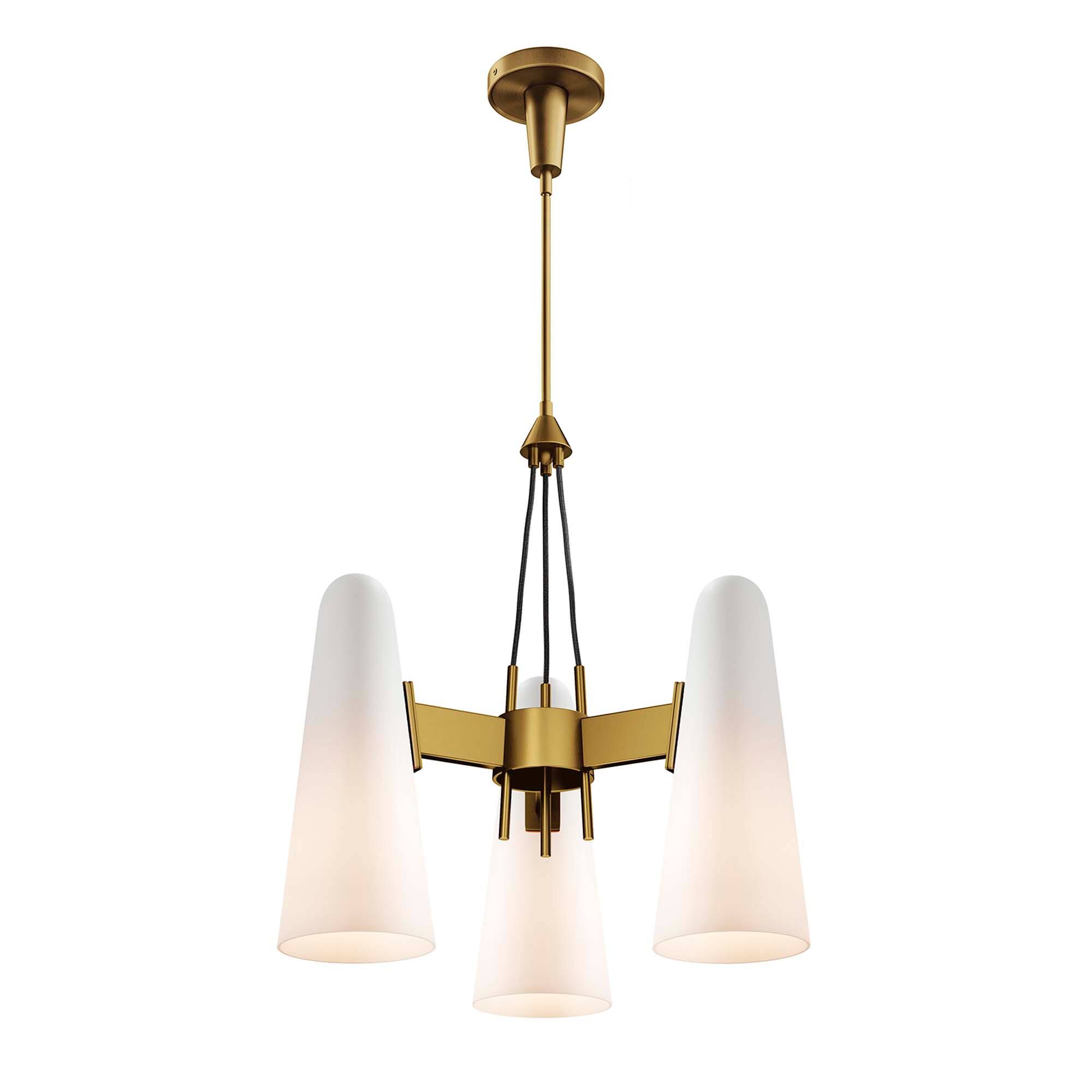 Alt View 3. Modway - Beacon 3-Light Pendant Light by Modway - Opal Satin Brass.