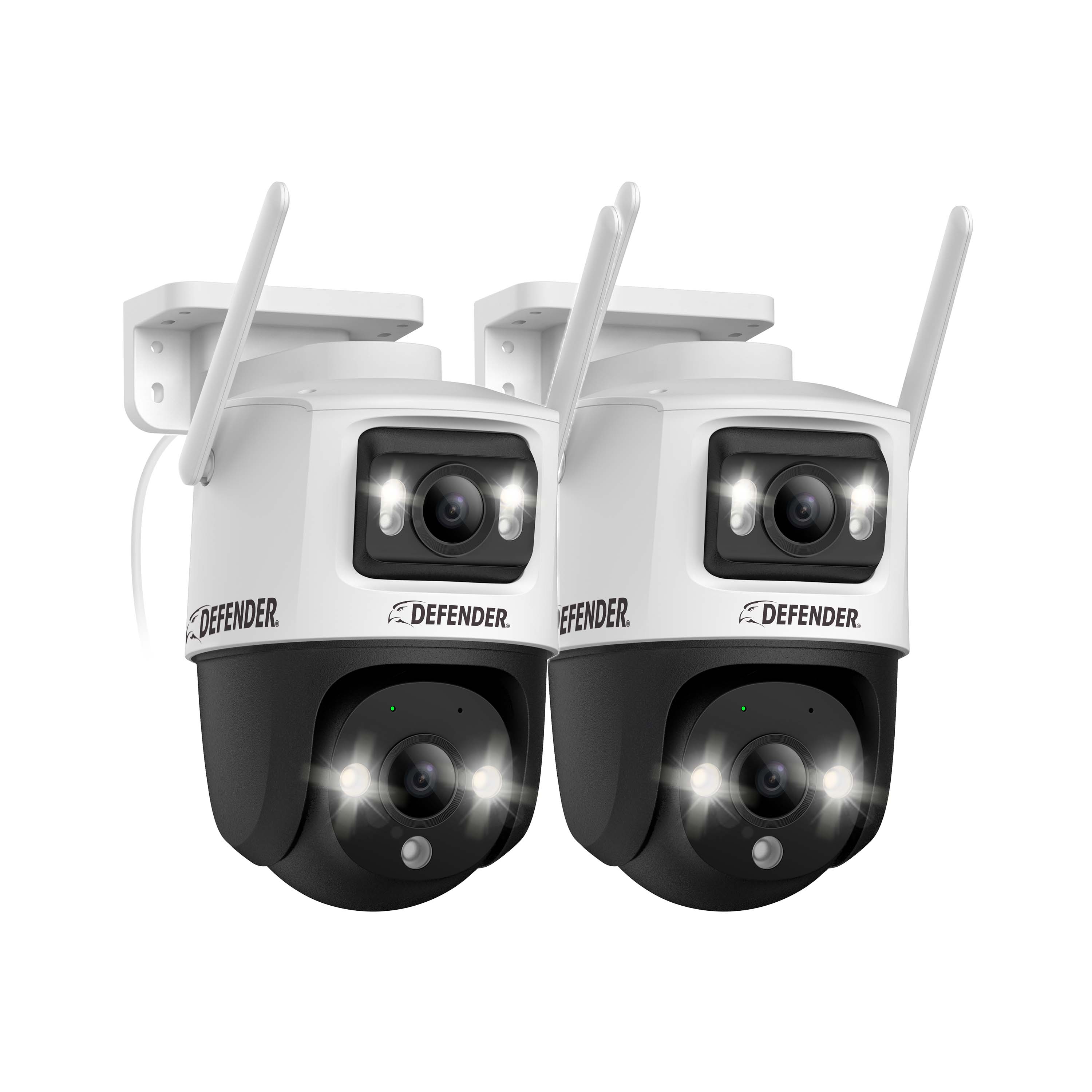 Defender - AI POWERED Guard Pro 3K PLUS Dual Lens PTZ Wi-Fi 6 Plug-in Security Camera - 2 Pack - White - Front_Zoom