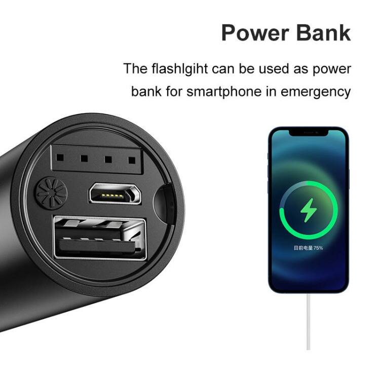Power Bank

The flashlight can be used as a power bank for smartphone in emergency.

75%