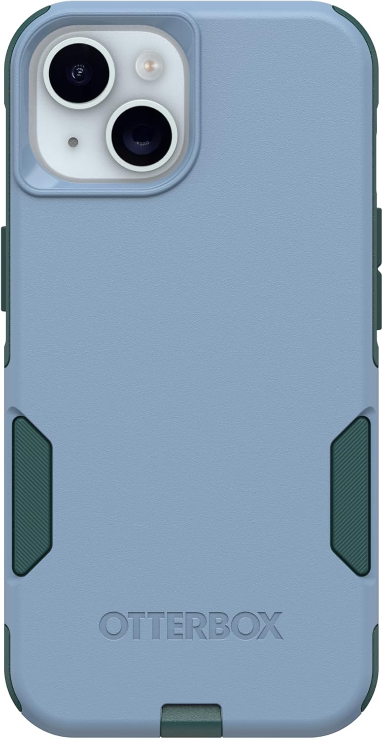 Left. OtterBox - OtterBox - Commuter Series Hard Shell Case for Apple iPhone 16e, Apple iPhone 15, Apple iPhone 14, & Apple iPhone 13 - Twilight Bug (Blue & Green).