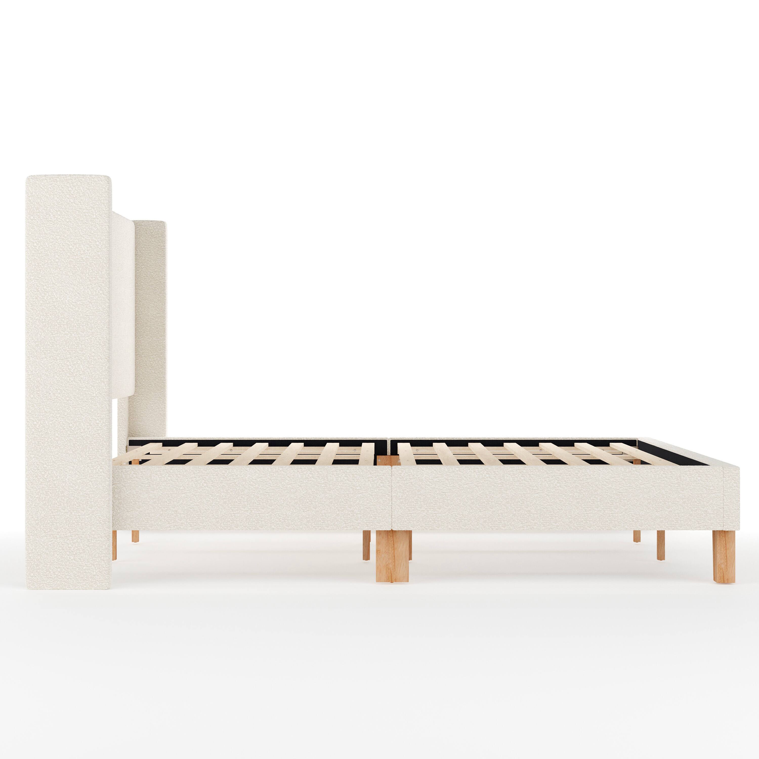 Alt View 7. Martha Stewart - Upholstered Platform Bed with Wingback Headboard - Off-White.