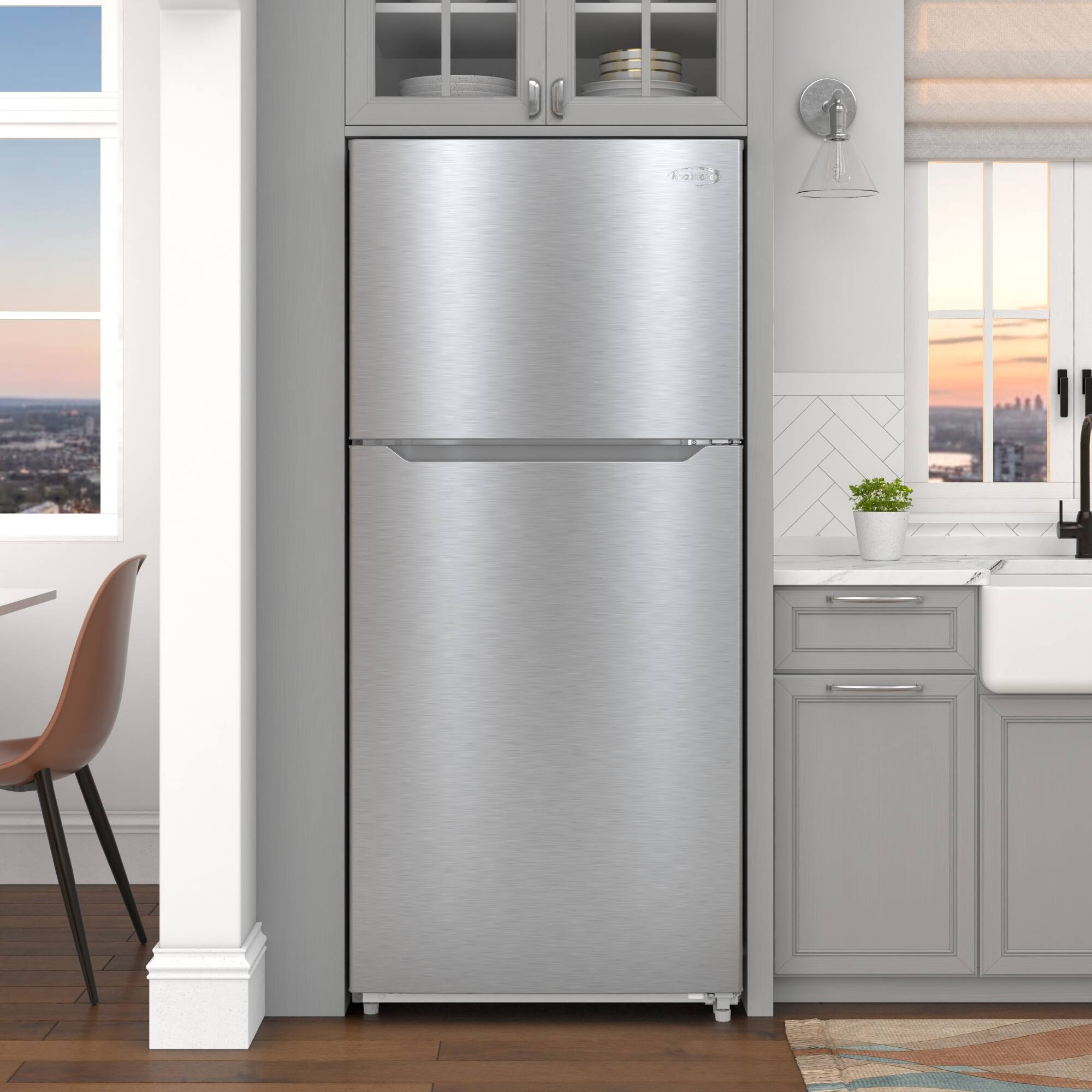 Left. Koolmore - 30 In. 18 Cu. Ft. Top-Freezer Household Refrigerator in Stainless Steel, Energy Star Certified - Stainless steel.