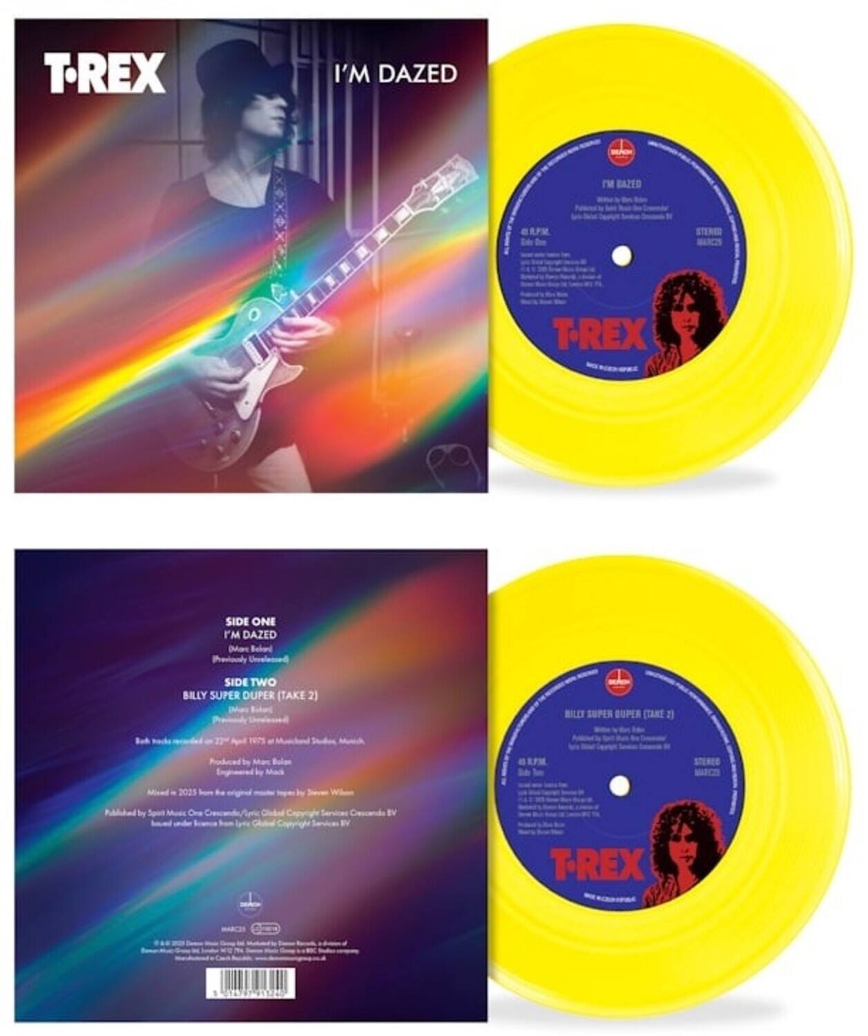 Front. T.Rex - I'm Dazed / Billy Super Duper - Cosmic Yellow Vinyl   - 7-INCH SINGLE.