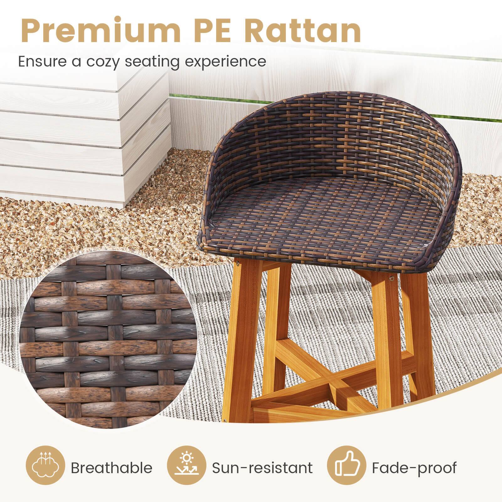 Premium PE Rattan  
Ensure a cozy seating experience

- Breathable
- Sun-resistant
- Fade-proof