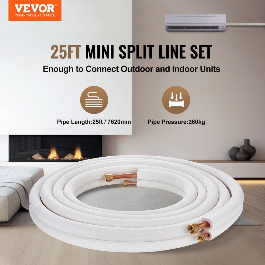 Split Layer Card VEVOR 25FT Mini Split Line Set, 3/8
