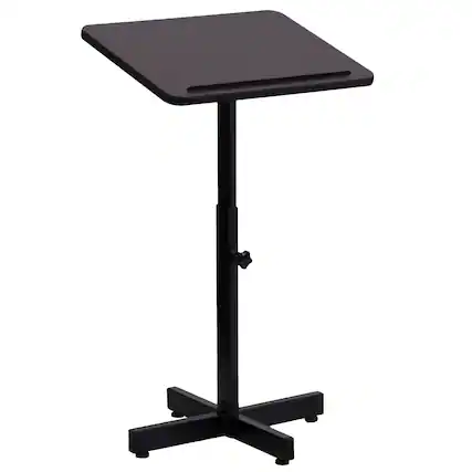 Front. Emma + Oliver - Adjustable Height Metal Lectern - Mahogany.