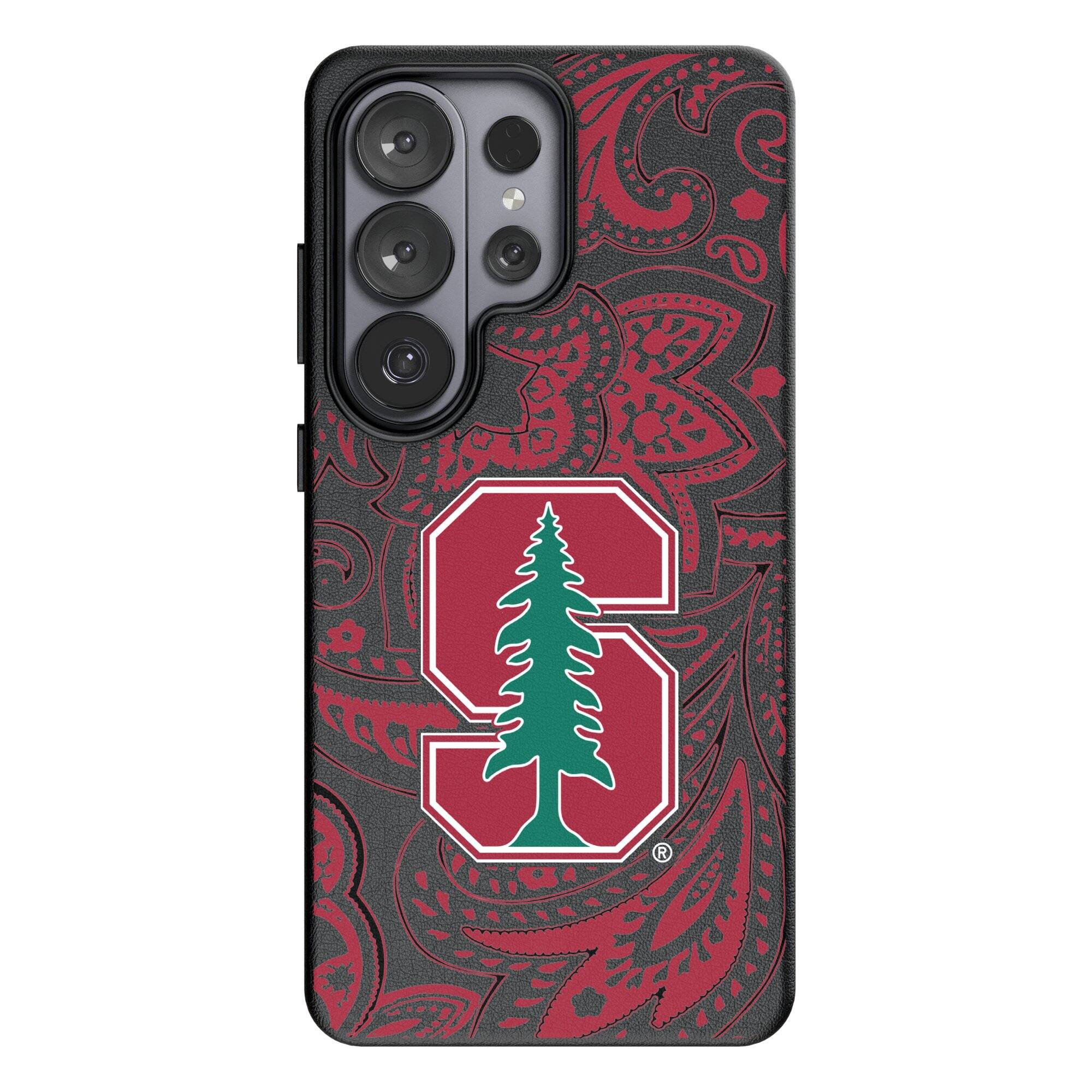 Front. Keyscaper - Stanford Cardinal Paisley Galaxy Magnetic Bump Case - S24 Ultra - Black.