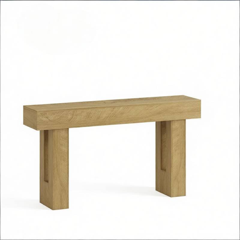 Left. Whisen - 63" Long Console Sofa Table, Rustic MDF Entryway Hallway Table with Thickened Top, Easy Assembly - Oak.