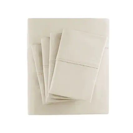 Front. Gracie Mills - Gracie Mills Elodie 800 Thread Count Sateen Sheet Set - Ivory.