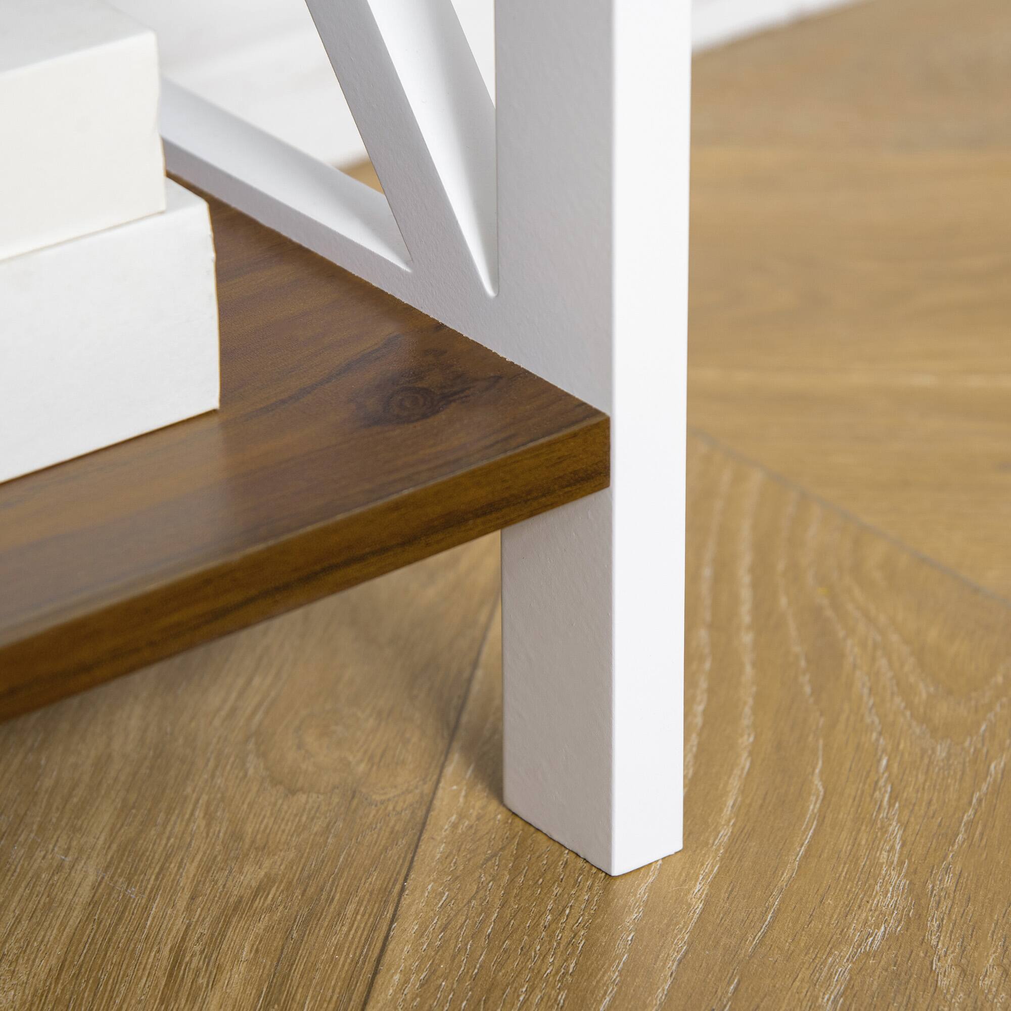 Alt View 7. Homcom - 4-Tier Shelving Bookcase Storage Cupboard with Pull Out Drawer, and Wooden Frame with X Bar Stability - Walnut Color.