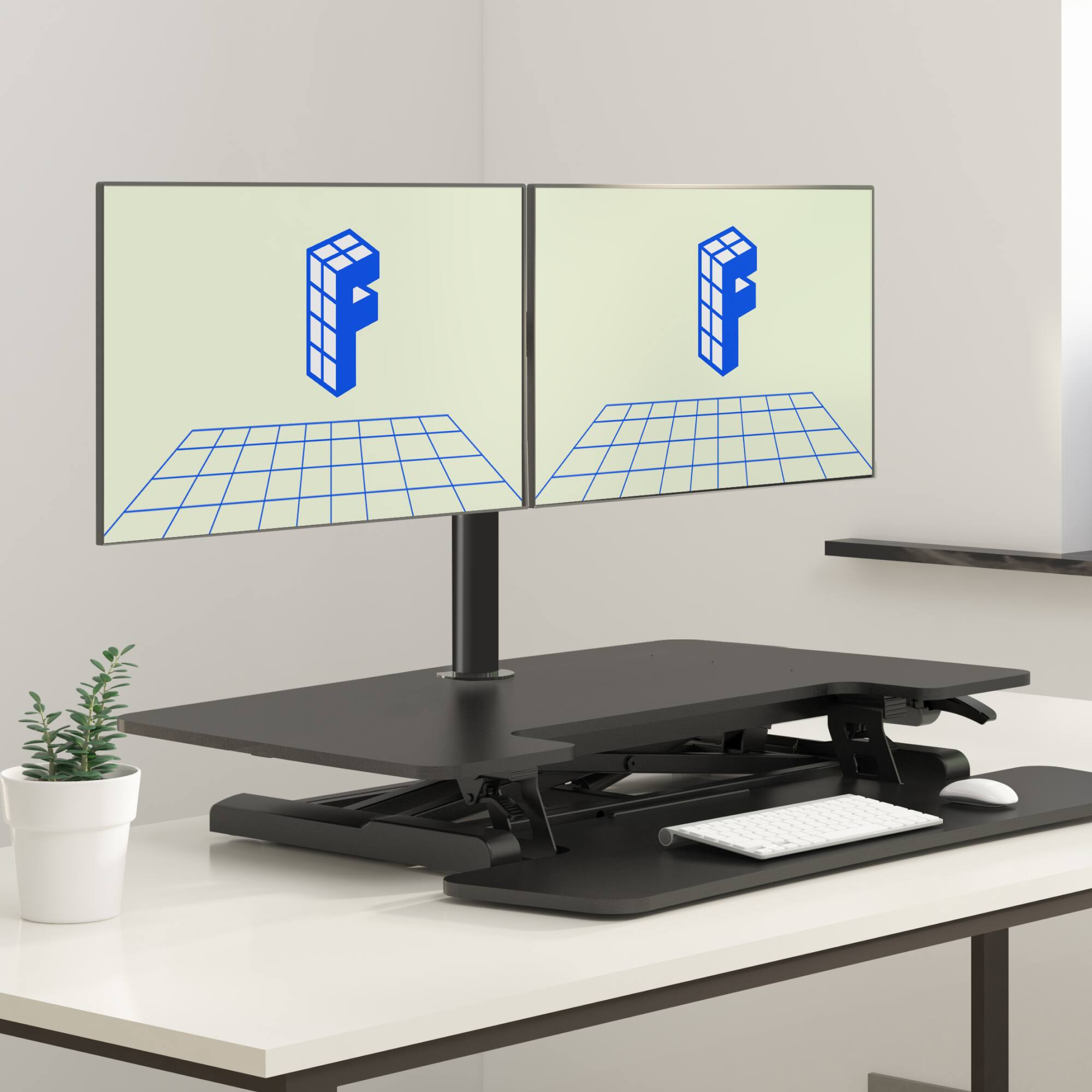 Alt View 6. FlexiSpot - Adjustable Dual Arms for Sit-Stand Riser up to 30" Monitors - Black.