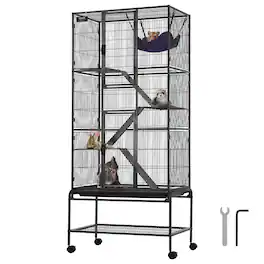 VEVOR - 69" Rolling Metal Ferret Cage, Large 4-Tier Cage, Small Animal Cage with Ramps & Tray, Easy to Set up