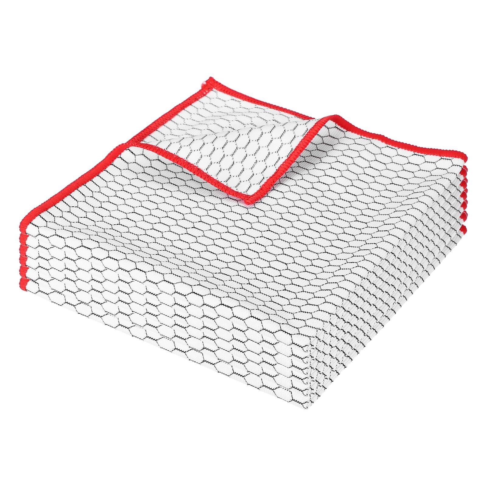 Front. Unique Bargains - 16x16 Inches Fish Scale Microfiber Cloth, 6pcs Ultra Absorbent Lint Free Towel for Glass, Mirror, Kitchen, Cars, Dish - Red.